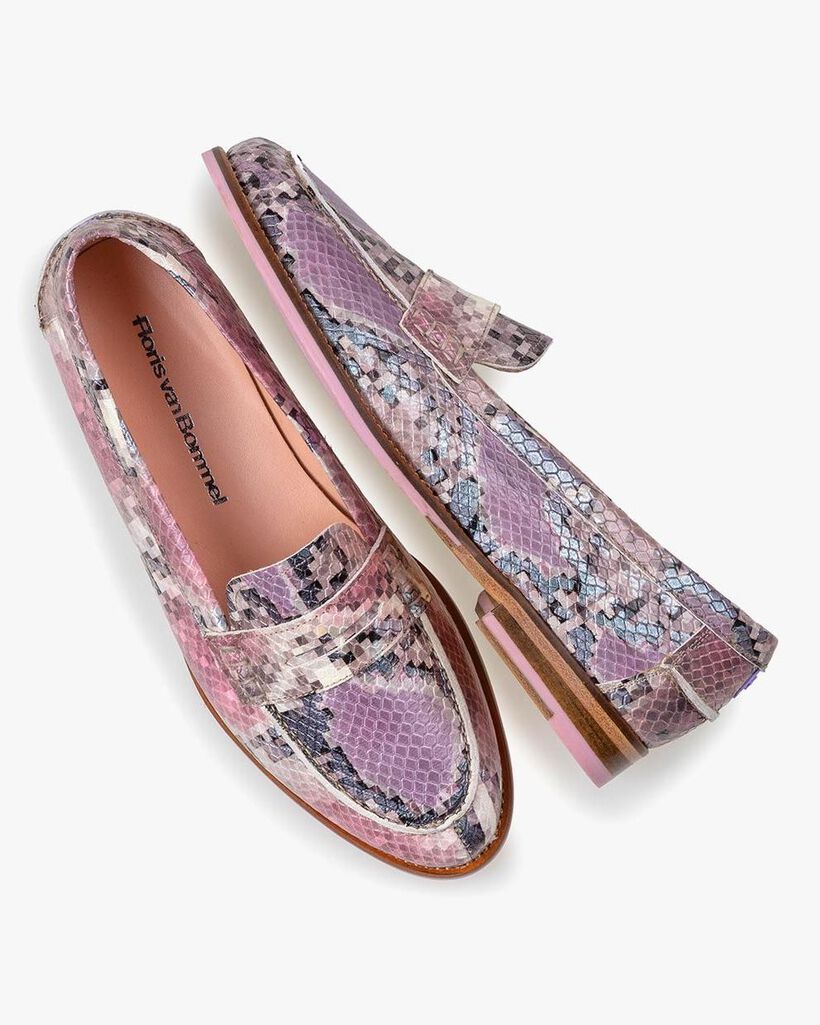 Loafer geprint leer roze