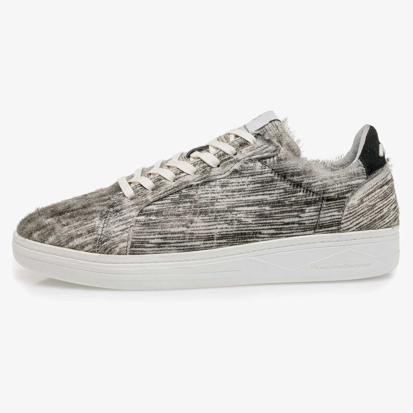 Premium off-white pony hair sneaker with striped pattern