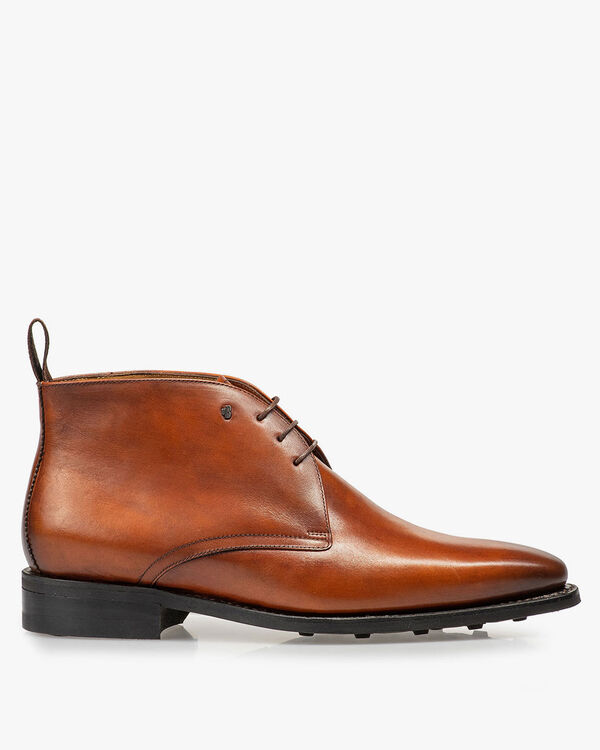 Kalfsleren veterboot donker cognac