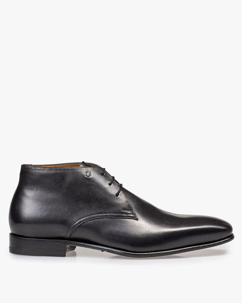 Kalfsleren veterschoen zwart