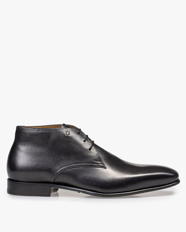 Kalfsleren veterschoen zwart