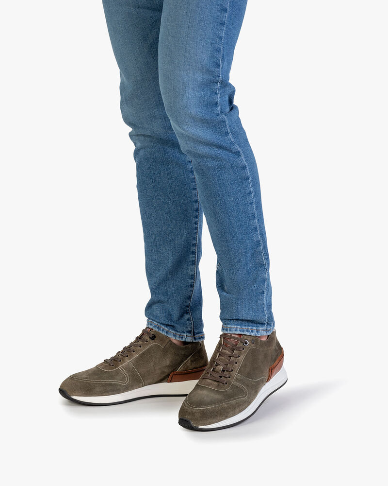 Sneaker groen su&egrave;de