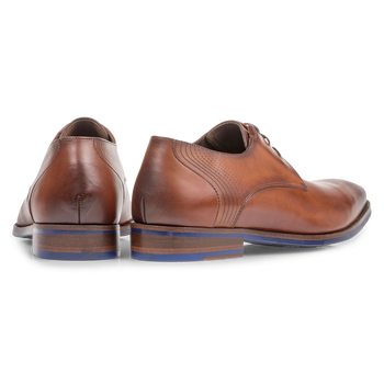 Kalfsleren veterschoen cognac