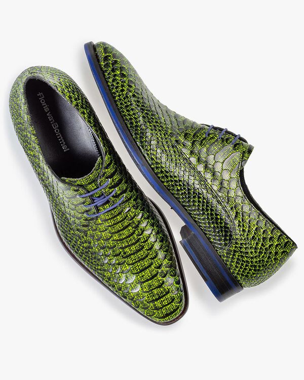 Veterschoen snakeprint donkergeel