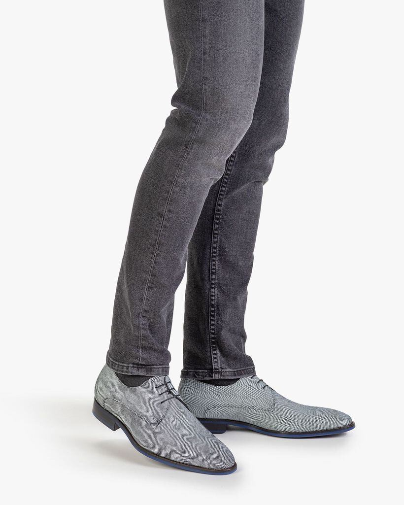 Lace shoe printed suede leather white