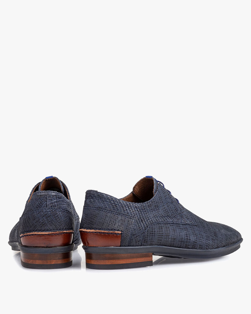 Veterschoen met print donkerblauw