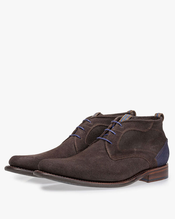 Lace boot brown suede leather