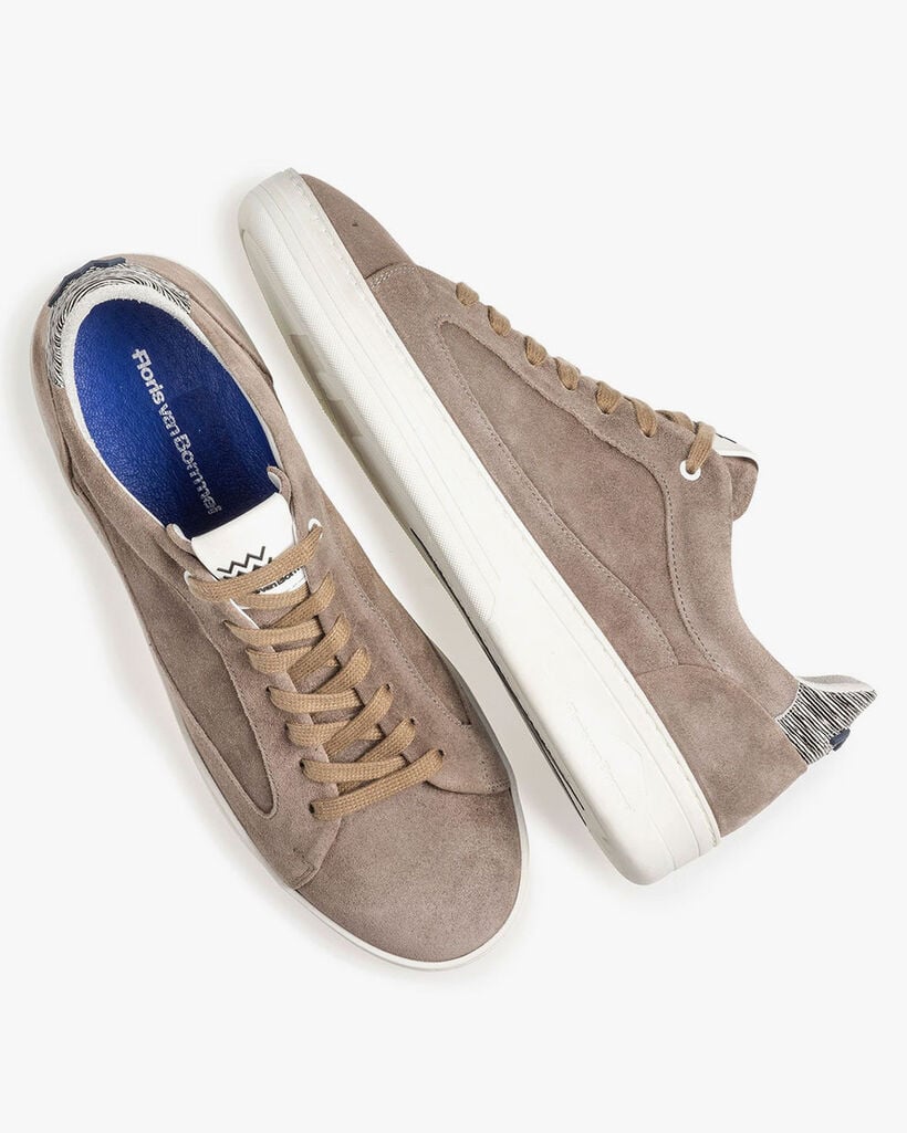 Taupe-coloured suede leather sneaker