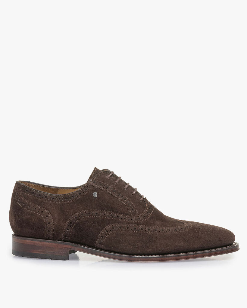 Dark brown suede leather brogue