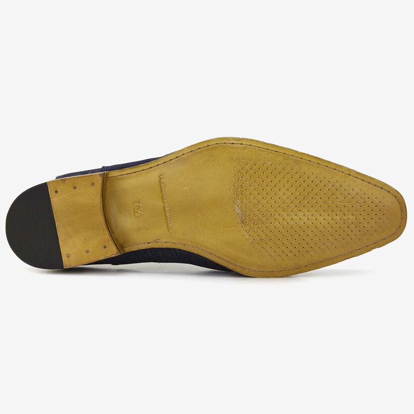 Floris van Bommel men's lace-up shoe in denim blue suede