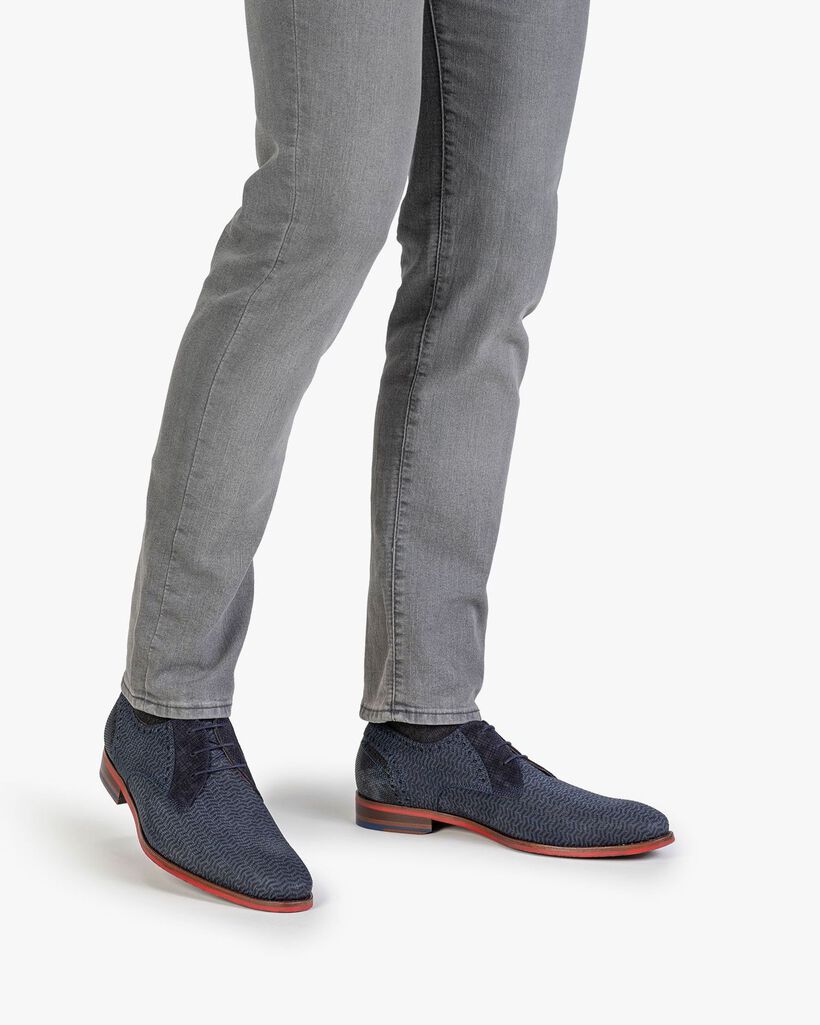 Veterschoen nubuckleer blauw