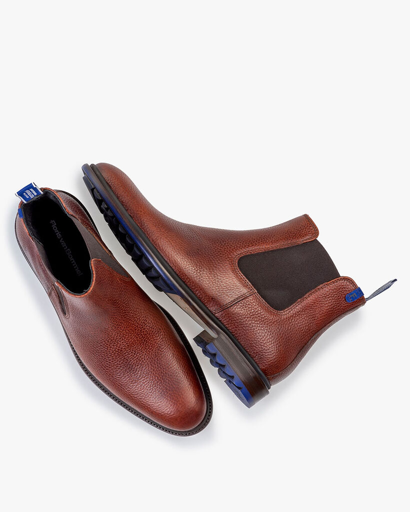 Chelsea boot geprint leer cognac