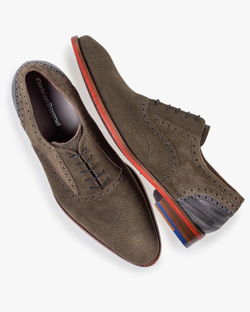 Lace shoe dark green with print