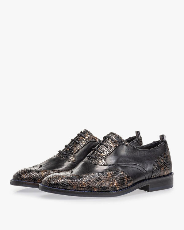 Veterschoen crocoprint koper