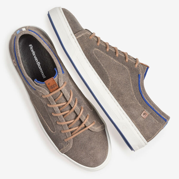 Bruine su&egrave;de veterschoen met print