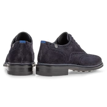 Brogue su&egrave;de donkerblauw