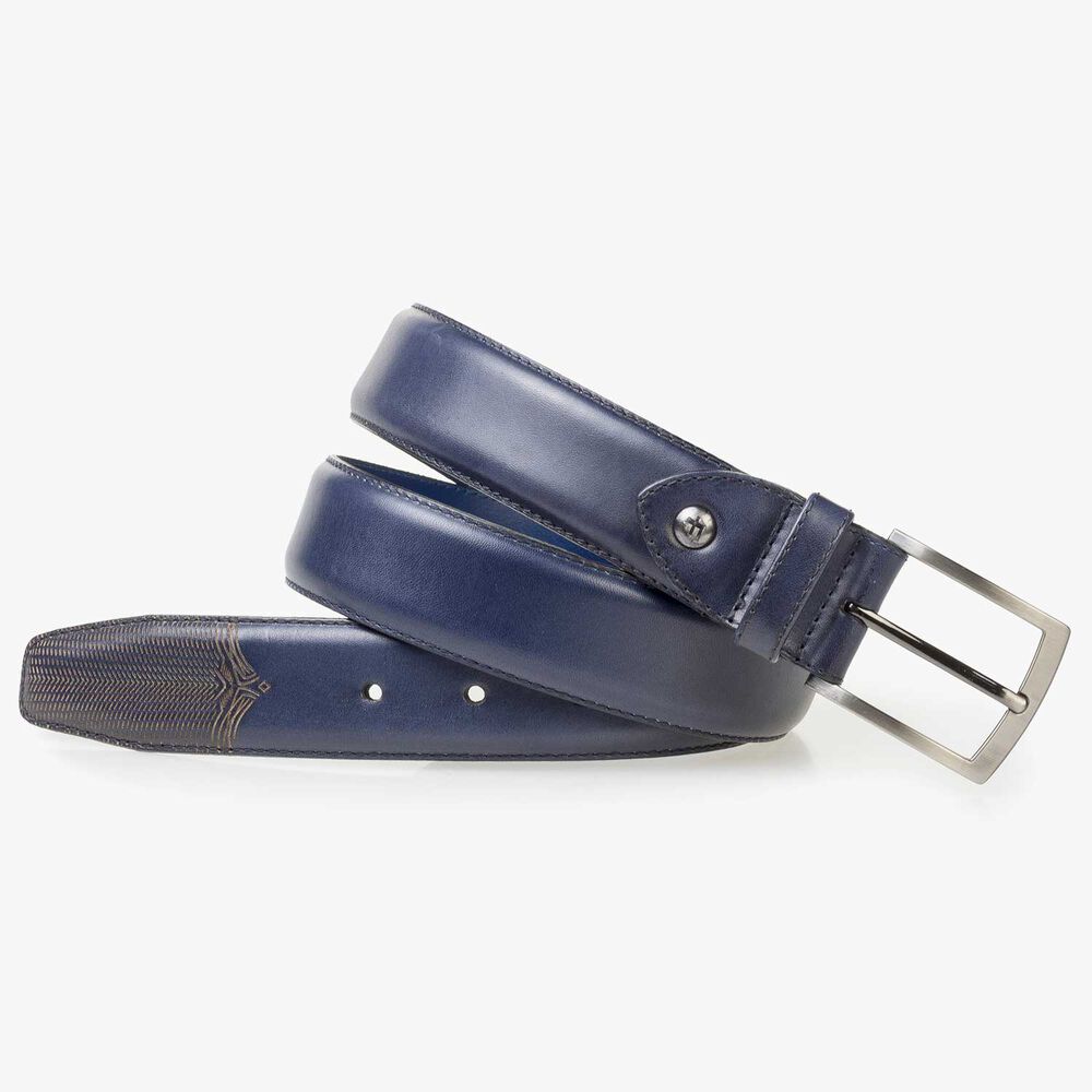 Dark blue calf leather belt