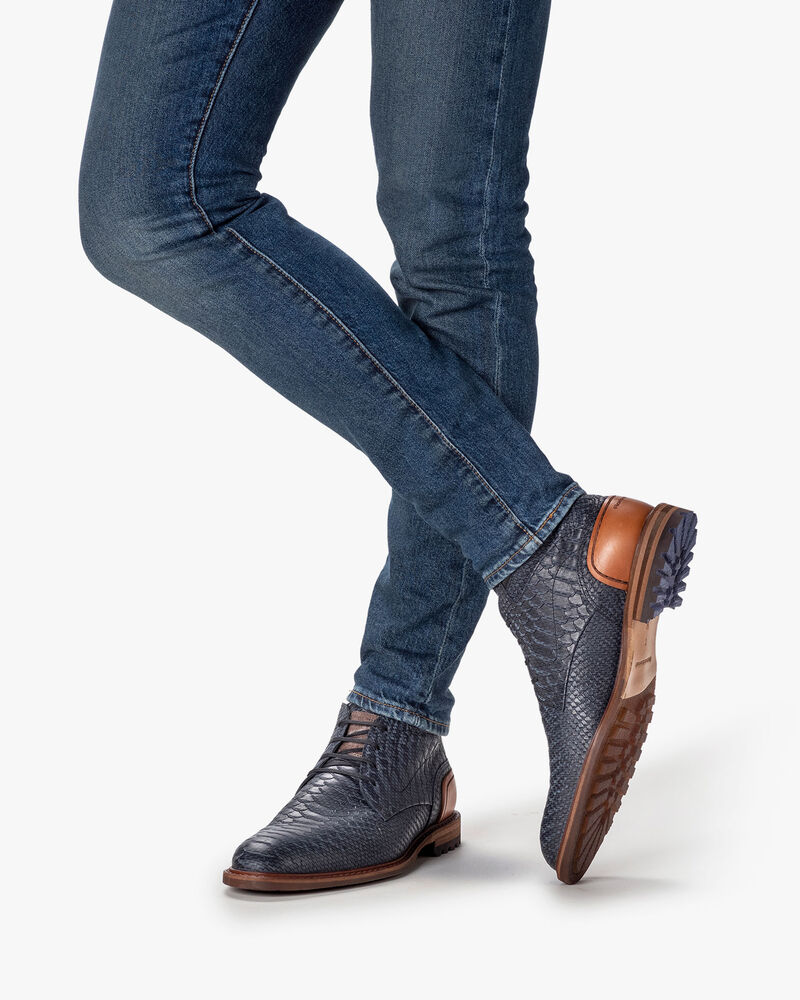 Veterboot nubuckleer blauw