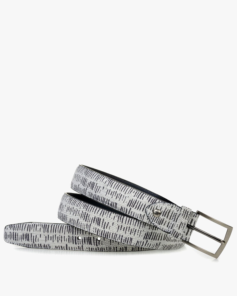 Riem nubuckleer zwart/wit