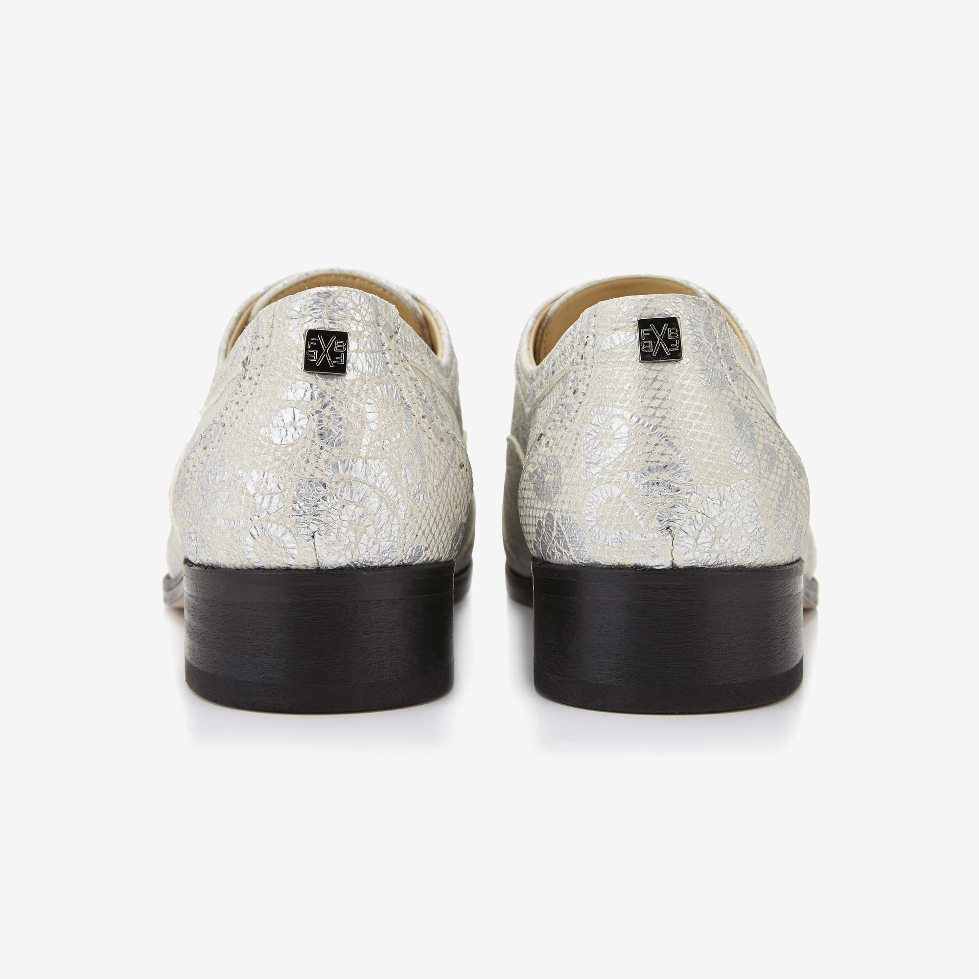 Zilveren bloem dames veterschoen 85081/02 Floris van Bommel