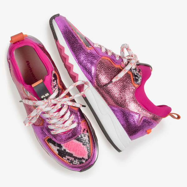 Sneaker met metallicprint roze/rood