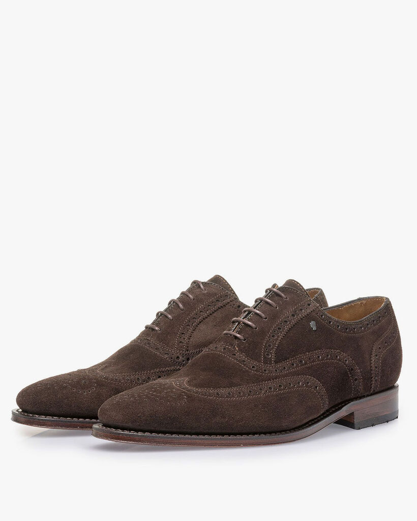 Dark brown suede leather brogue