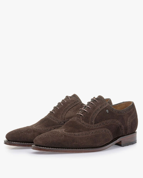 Dark brown suede leather brogue