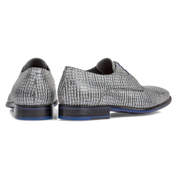 Veterschoen metallic met print grijs