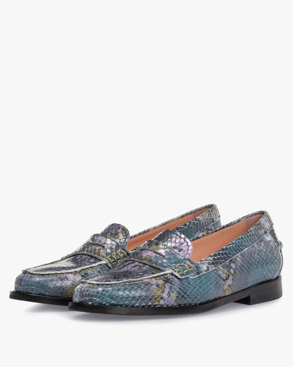 Loafer geprint leer blauw