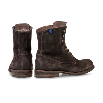 Lined lace boot suede brown
