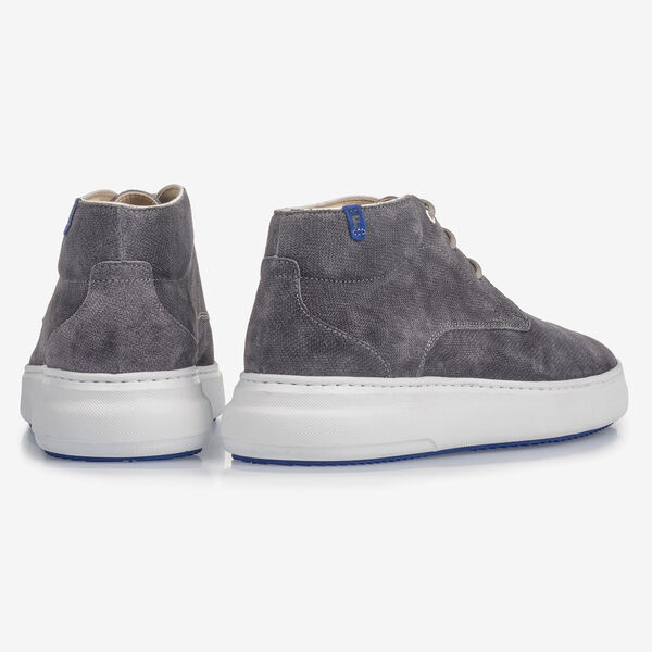 Dark grey suede leather lace boot with print