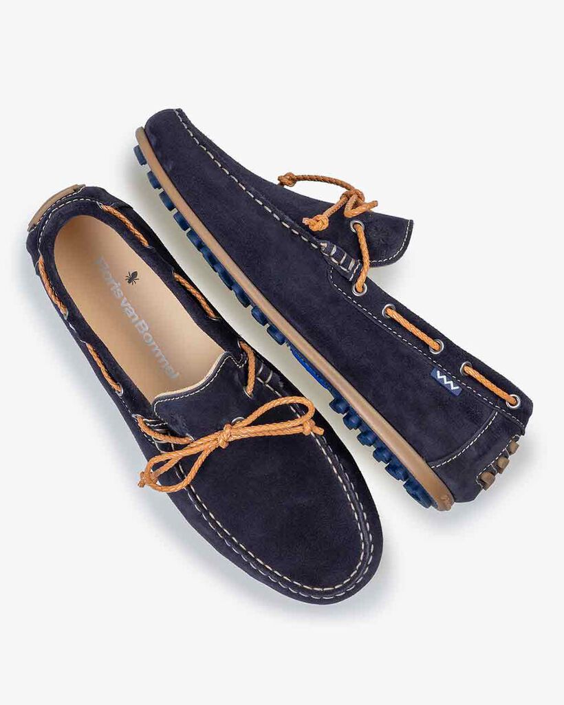 Mocassin su&egrave;de donkerblauw
