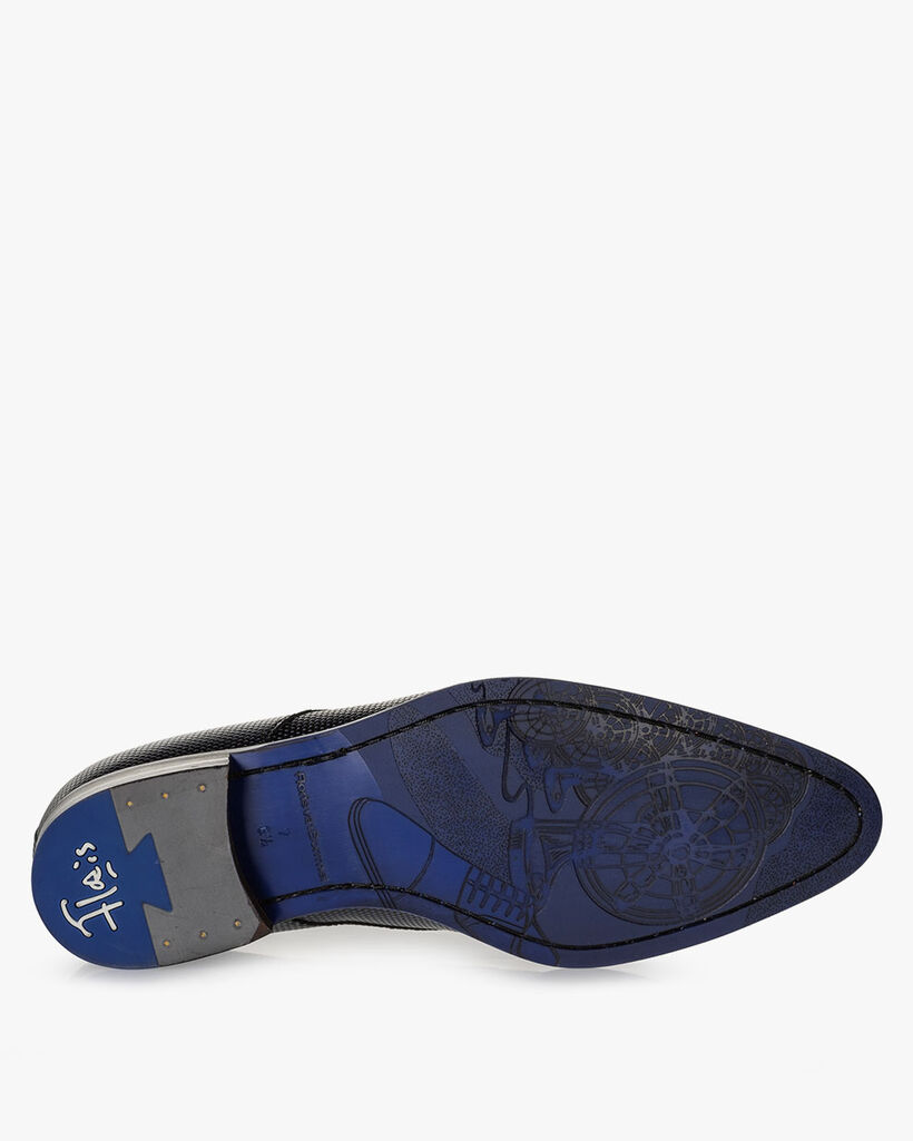 Veterschoen metallicprint donkerblauw