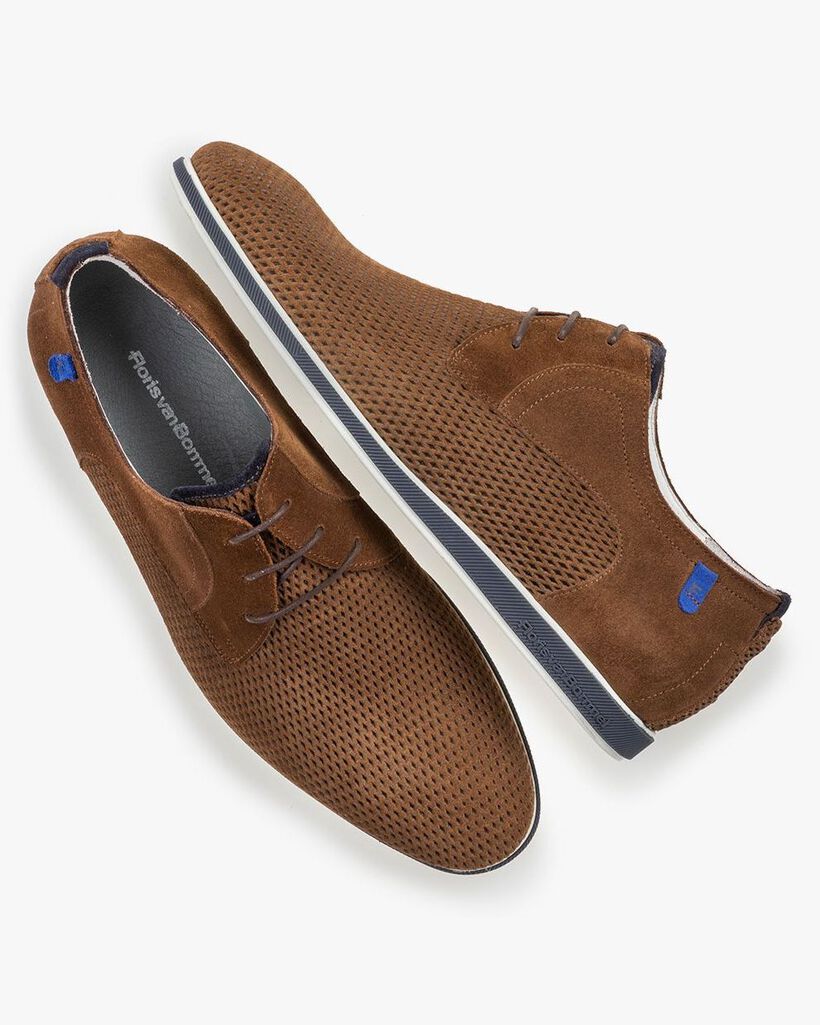 Veterschoen cognac su&egrave;de