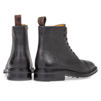 Boot leer met print zwart