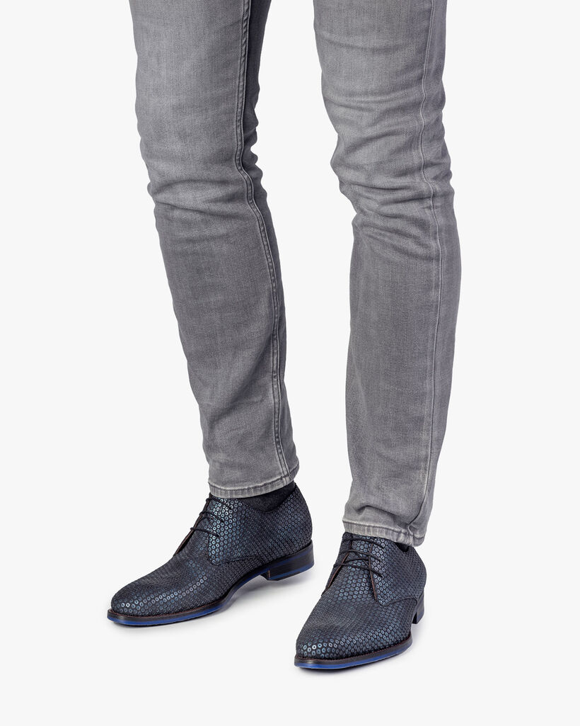 Lace shoe dark blue with print