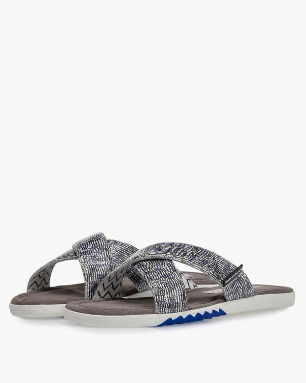Slipper met print zwart/wit