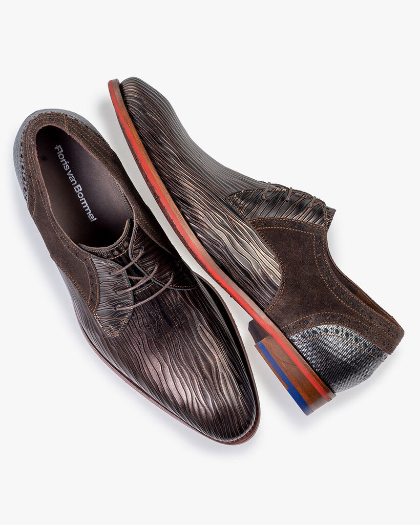 Veterschoen metallicprint brons