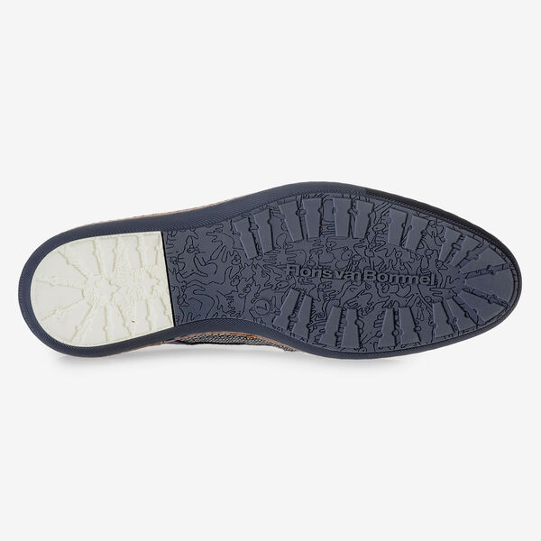 Donkerblauwe veterschoen met grijze print