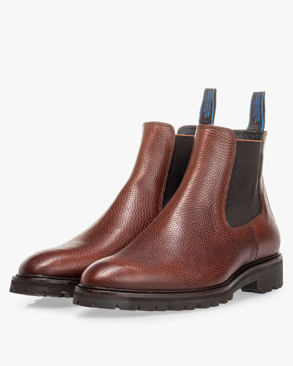 Chelsea boot geprint leer cognac