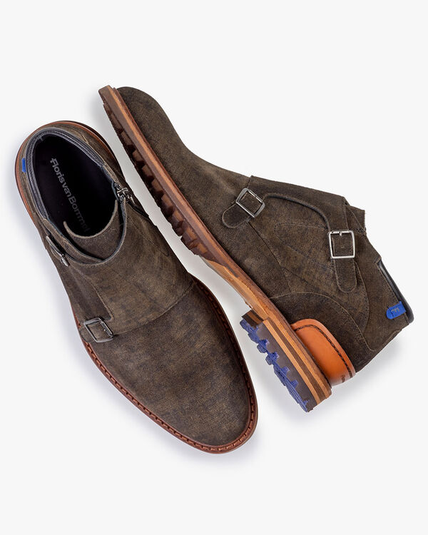 Monk strap suede dark green