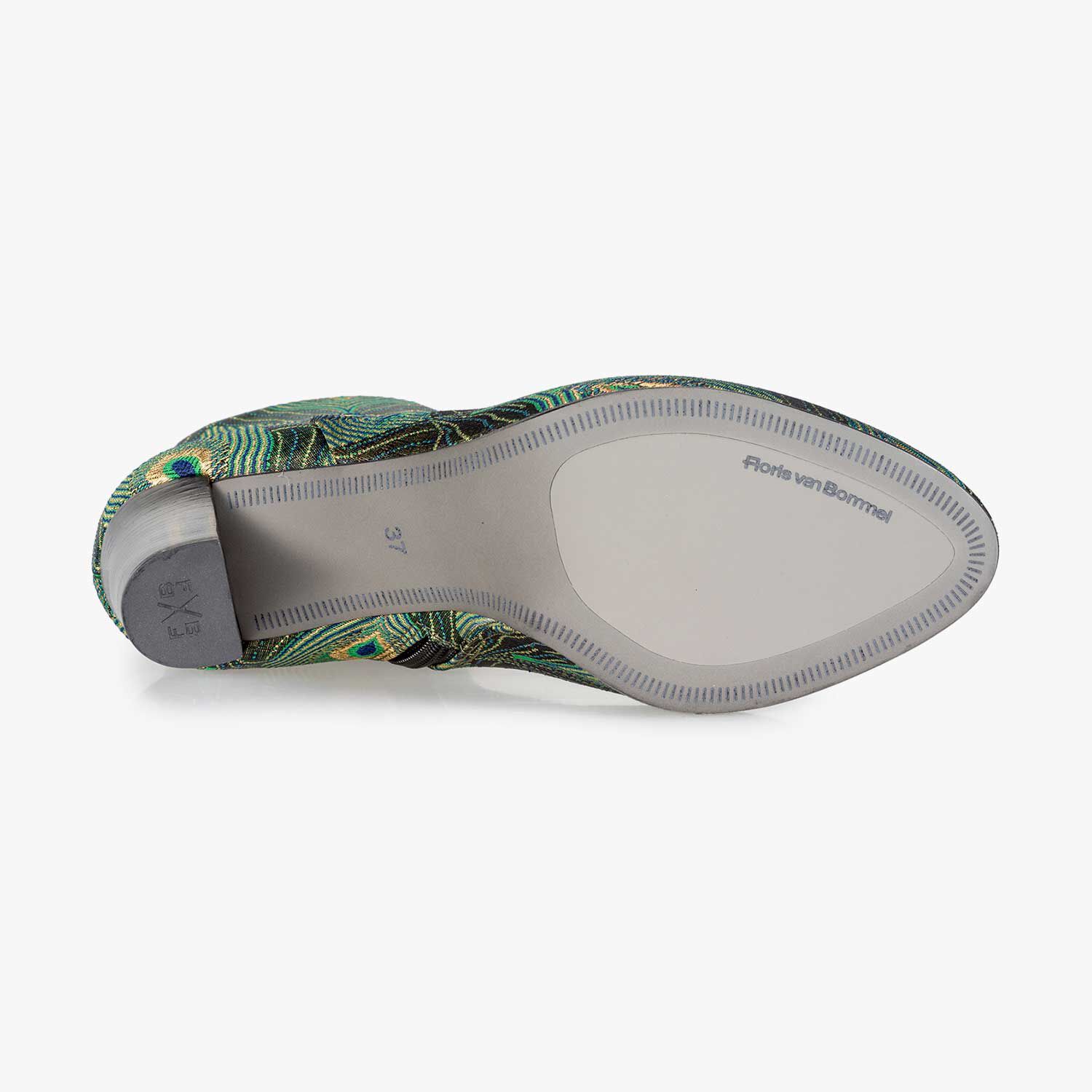 Enkellaars met pauwenprint – groen – 8519609|Floris van Bommel® Enkellaars met pauwenprint – groen – 8519609|Floris van Bommel®