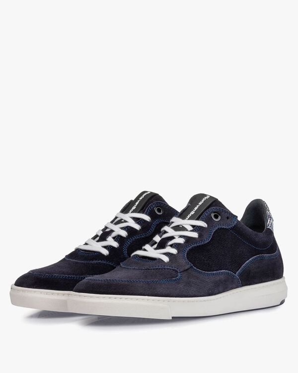 Sneaker geprint su&egrave;de blauw
