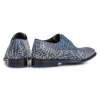 Veterschoen met print blauw