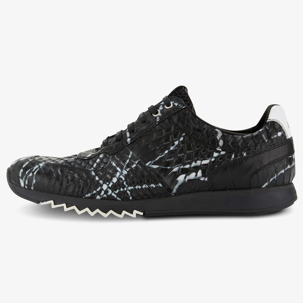 Floris van Bommel black-white leather sneaker in snake print 