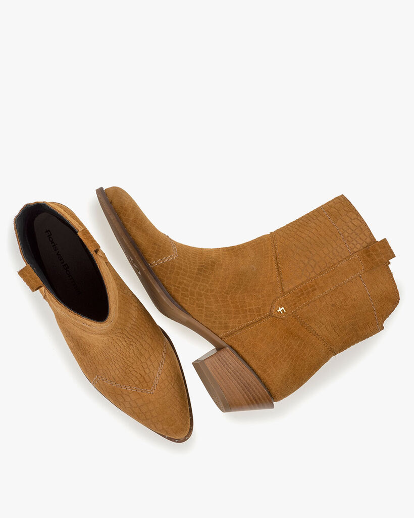 Boot geprint su&egrave;de cognac