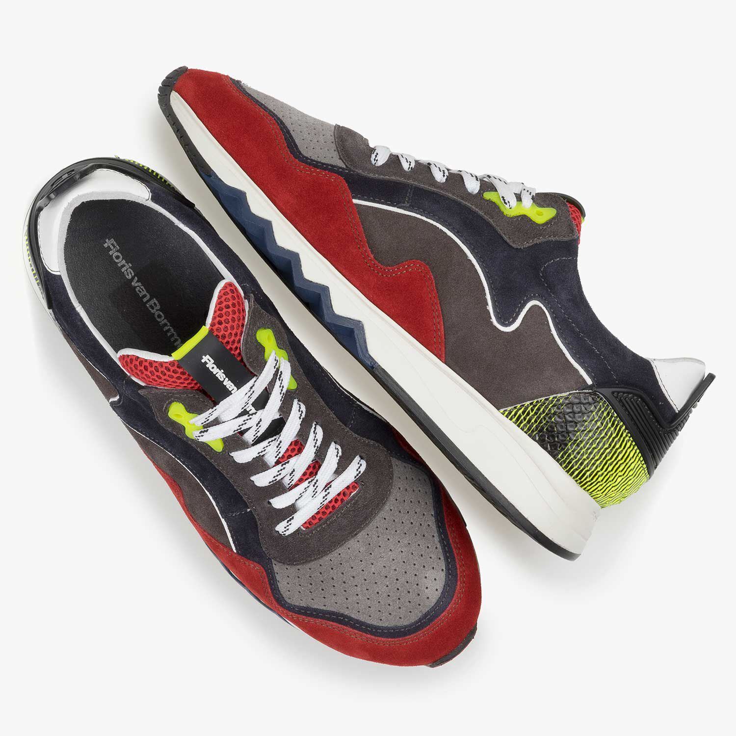 Red yellow suede leather sneaker 16092 02 Floris van Bommel