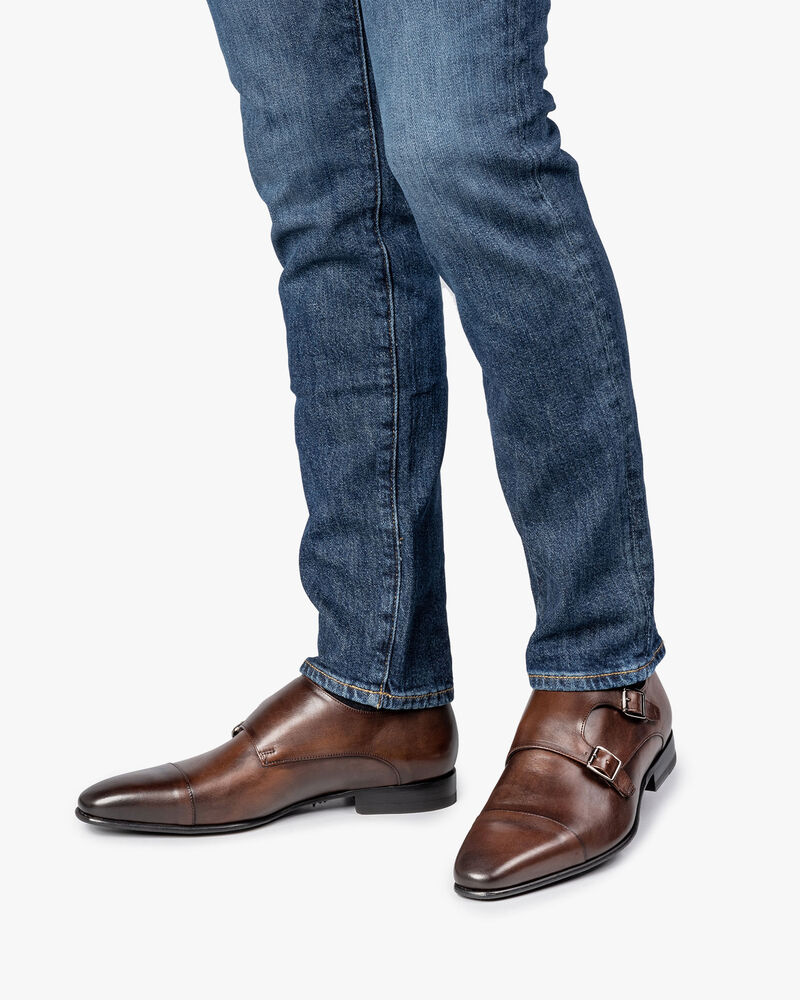 Kalfsleren gespschoen donkerbruin