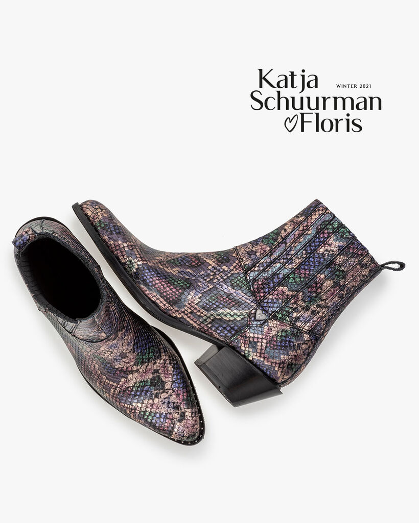 Chelsea boot metallic print roze