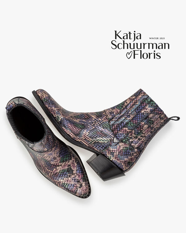 Chelsea boot metallic print roze